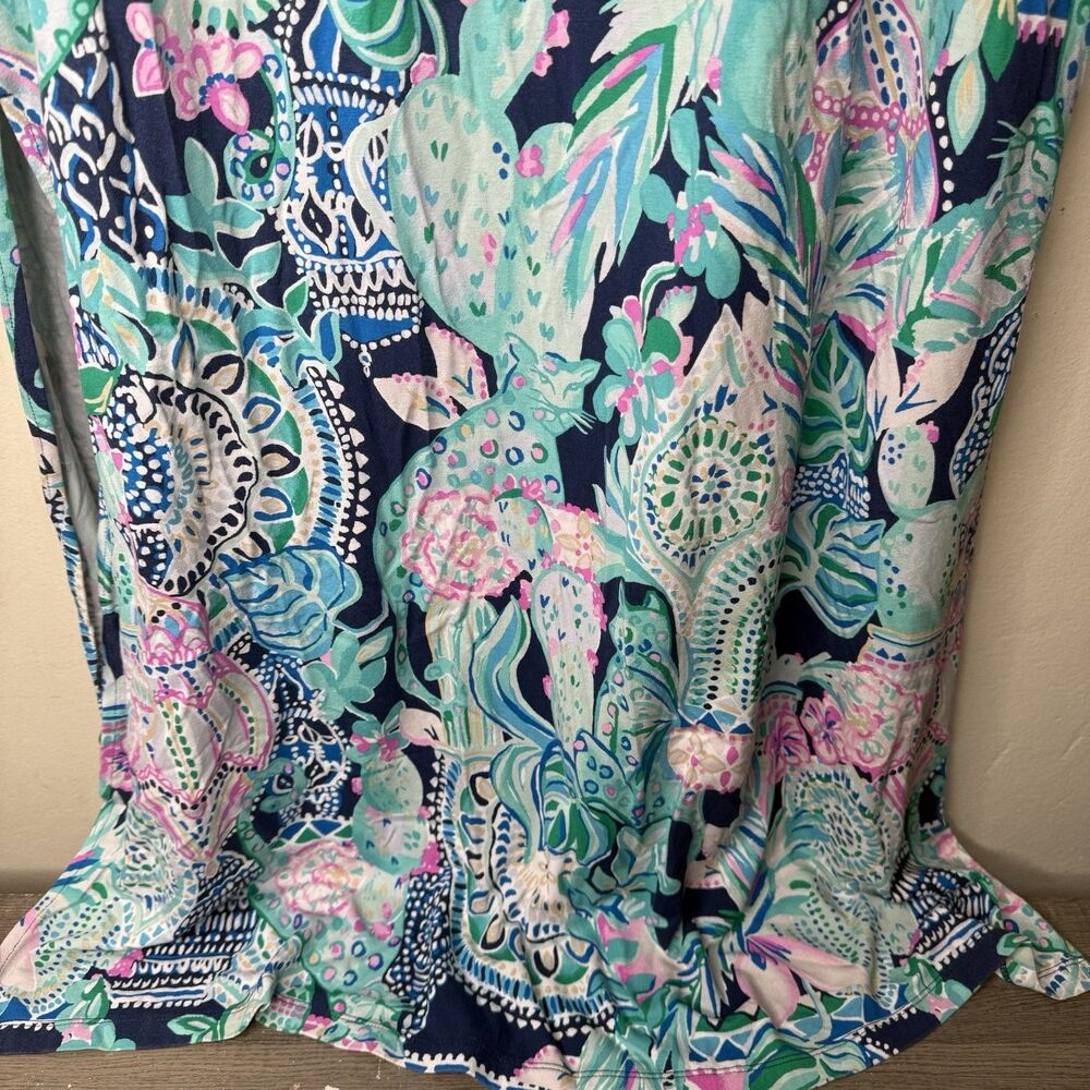 Lilly Pulitzer Laurana Maxi Dress Womens XL Cactus Cat Jersey Stretch Sundress - Picture 6 of 11